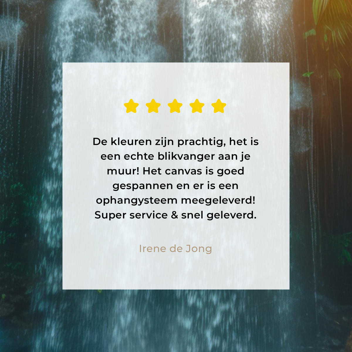 LEINWANDBILD Wasserfall - Dschungel - Sonne - Grün - Natur Deko Wohnzimmer 20x20 cm - Grün, Textil (20/20cm) - MuchoWow