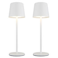 LED AUSSEN-TISCHLEUCHTE Weiß opal 2er Set - Weiß, Metall (8.5/8.5/28cm) - Globo Lighting
