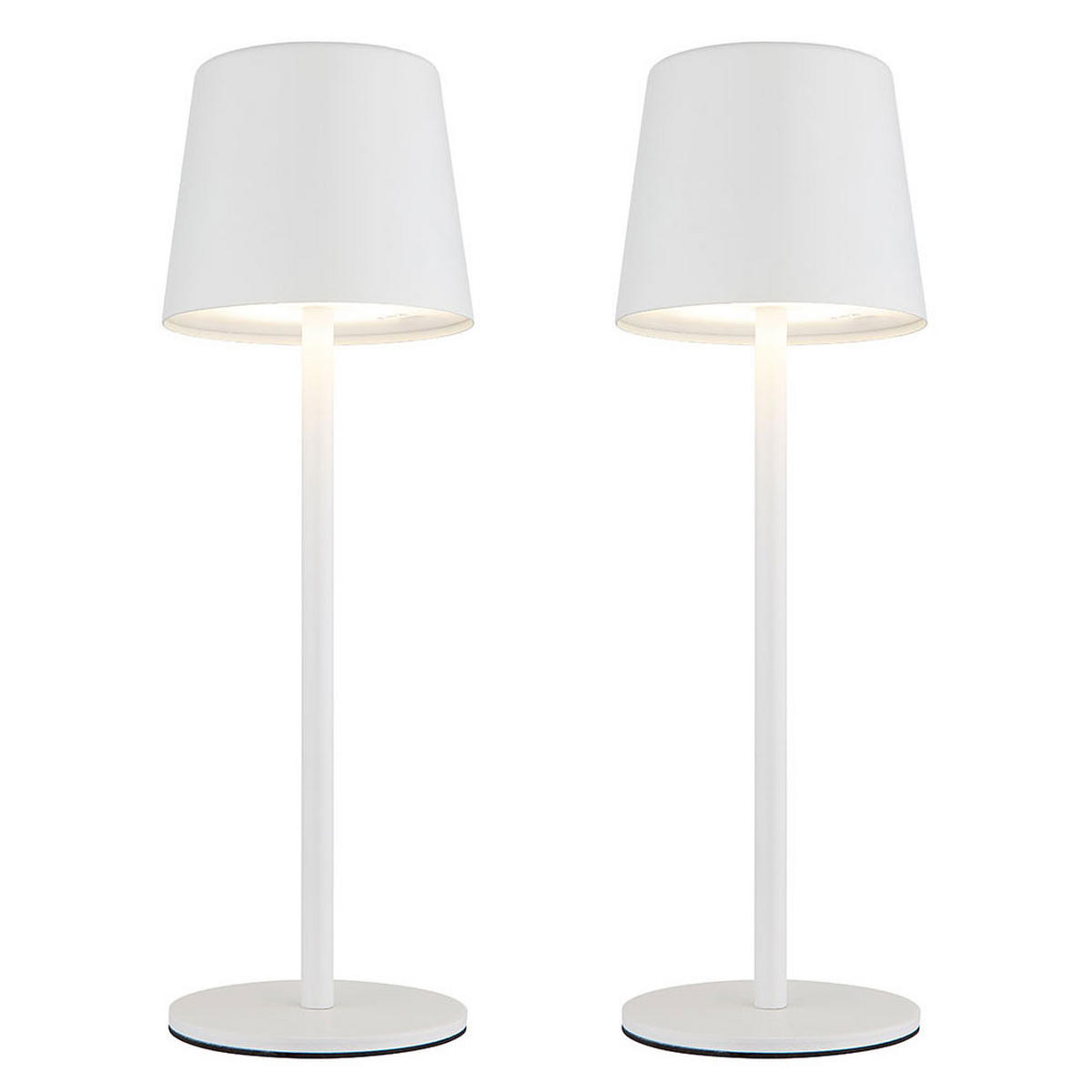 LED AUSSEN-TISCHLEUCHTE Weiß opal 2er Set - Weiß, Metall (8.5/8.5/28cm) - Globo Lighting
