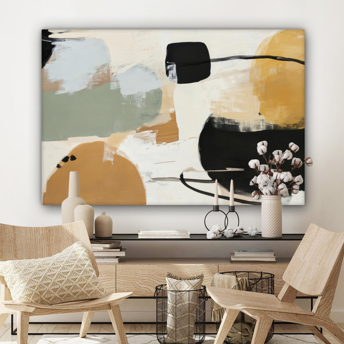 LEINWANDBILD Farbe - Abstrakt - Farben XXL 150x100 cm - Currygelb, Textil (150/100cm) - MuchoWow