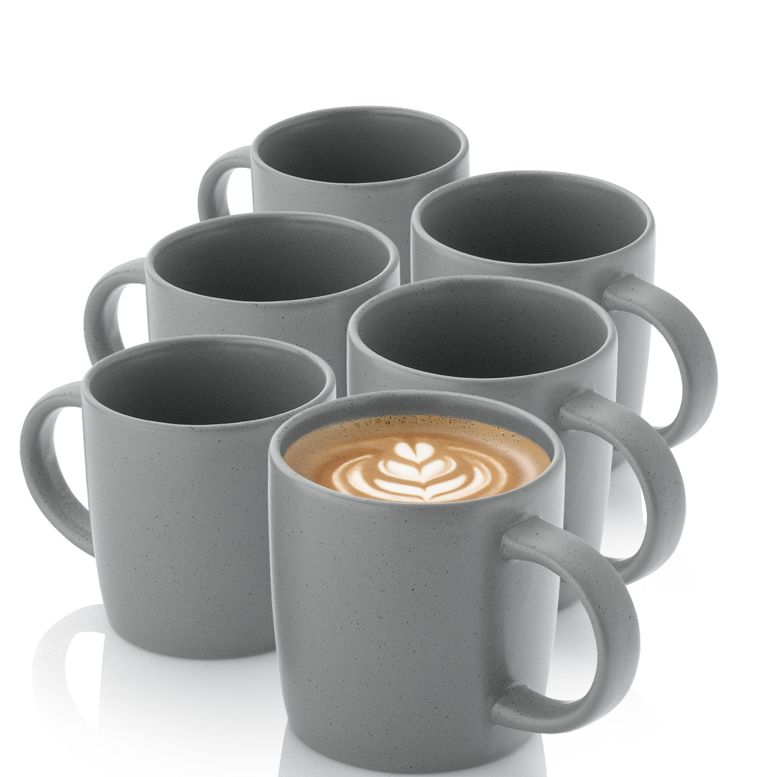 KAFFEEBECHER LEEDS SHADOW - 6 teilig aus Steingut - Grau, Stein (0.38L) - Sänger