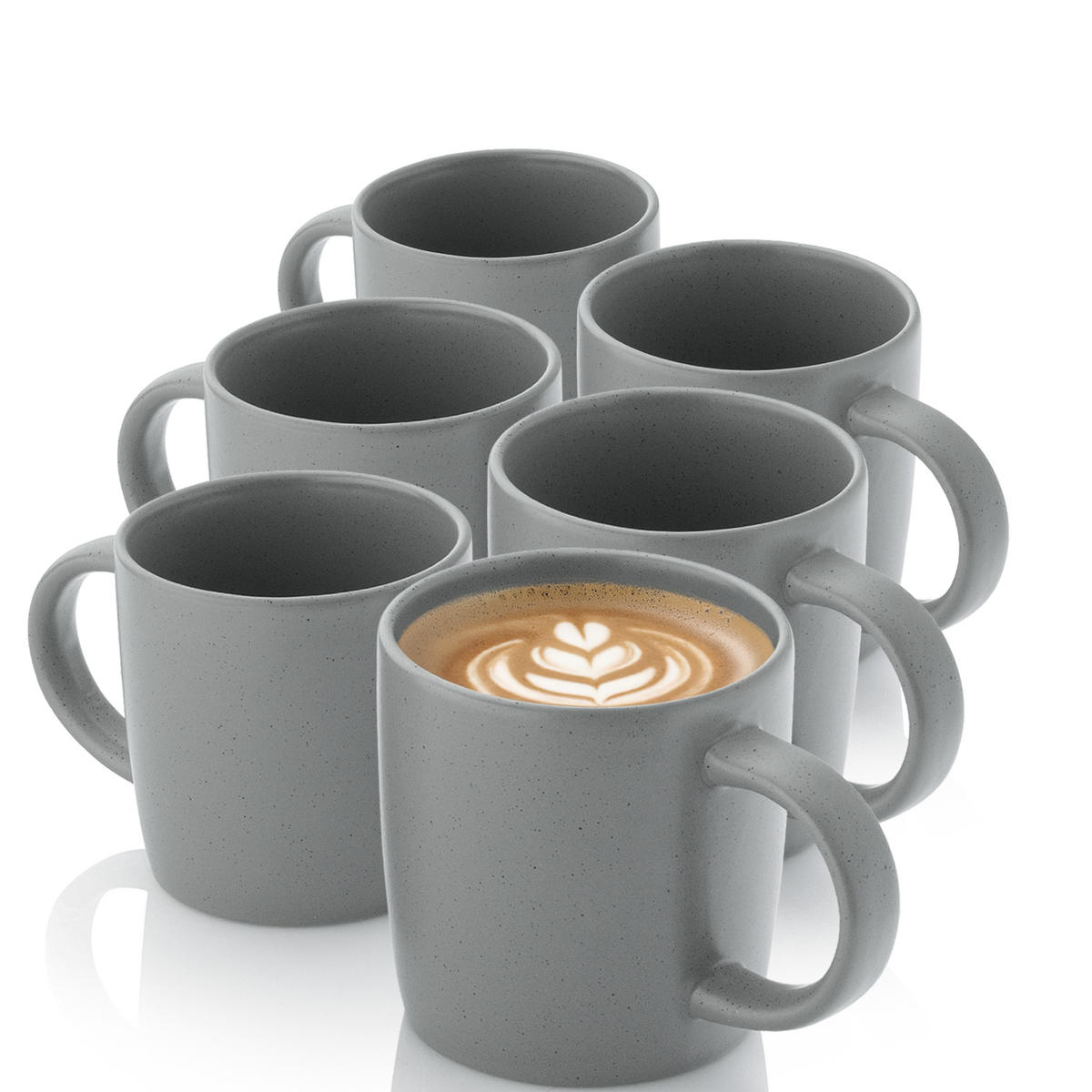KAFFEEBECHER LEEDS SHADOW - 6 teilig aus Steingut - Grau, Stein (0.38L) - Sänger