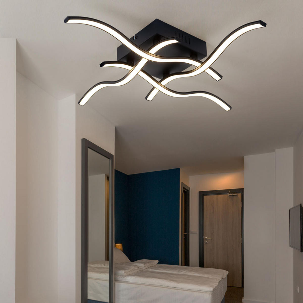 LED DECKENLEUCHTE Wellen Design Schwarz - Schwarz, Metall (55/55/9cm)