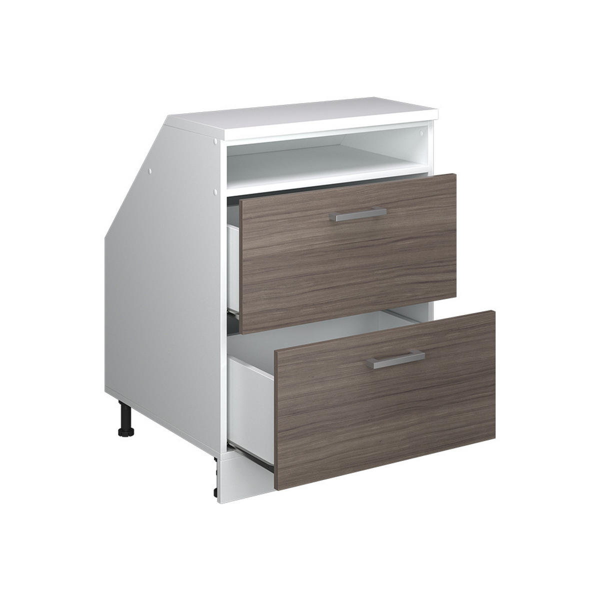 KUHINJSKI ORMAR ZA KOSINE KROVA R-Line Plemenita Siva 60 cm s 2 ladice, korpus ormara dubine 60 cm - bijela/siva, drvni materijal (60/83.8/60cm) - Vicco
