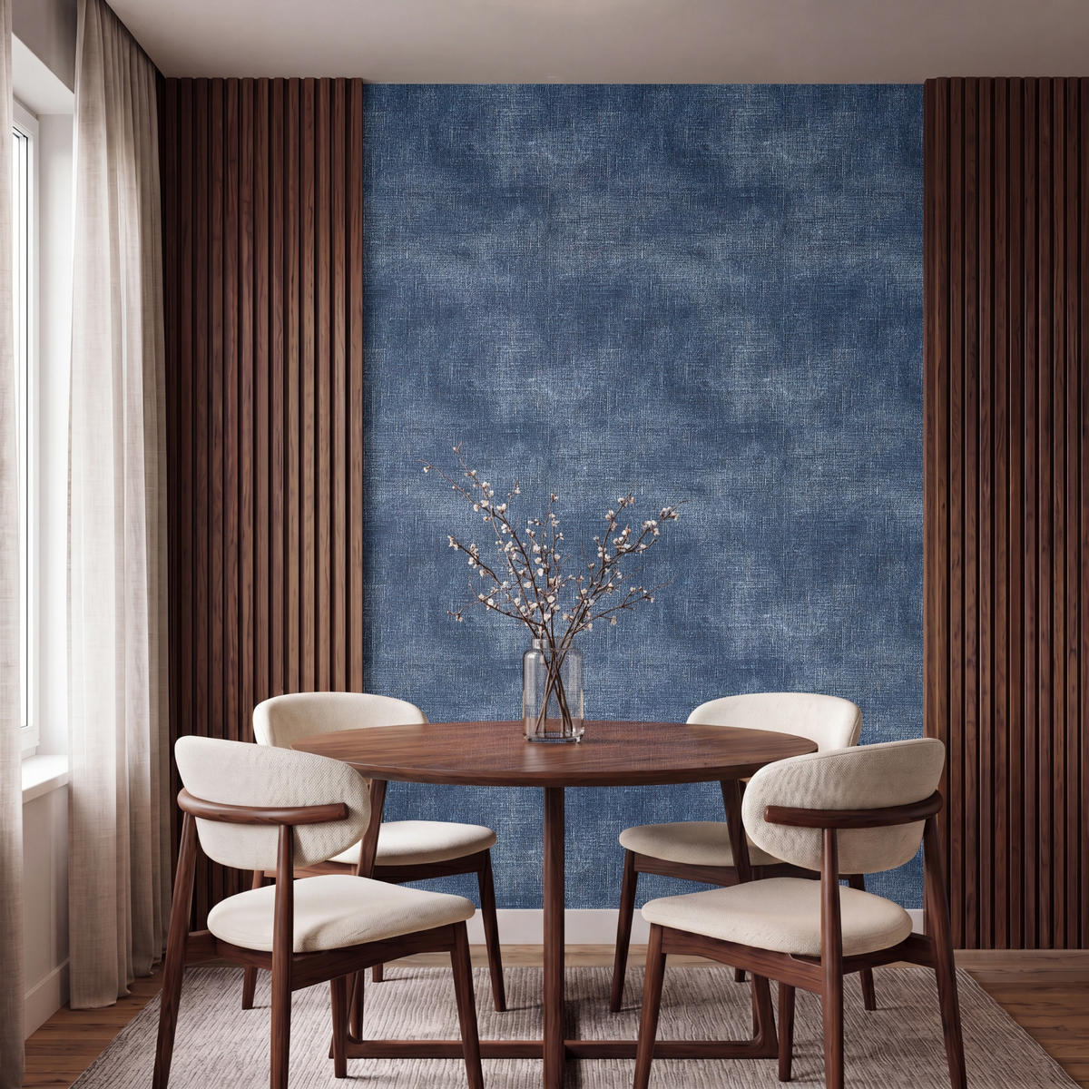 TAPETE - Leinen - Textur - Muster - Denim - Rustikal - 160x240 cm - Blau, Papier (160/240cm) - OnlyWow