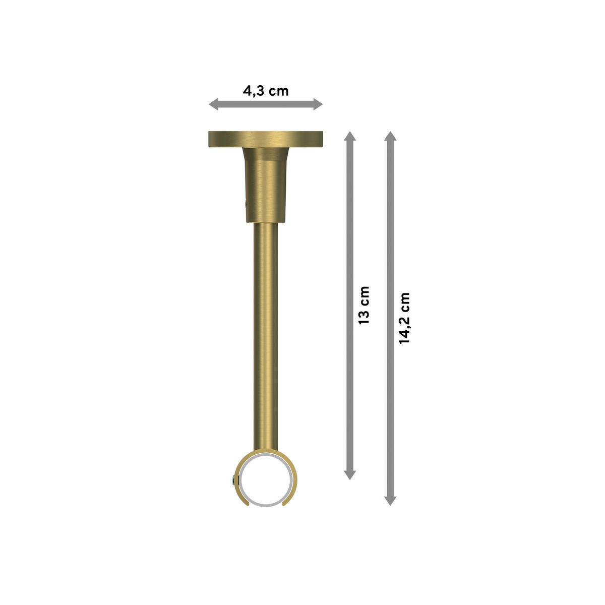 GARDINENSTANGEN-SET Sonette Elanto 260 cm (geteilt in 2 x 130 cm), 1-läufig, 20 mm Ø Messing-Optik - Messingfarben, Metall (260cm) - INTERDECO