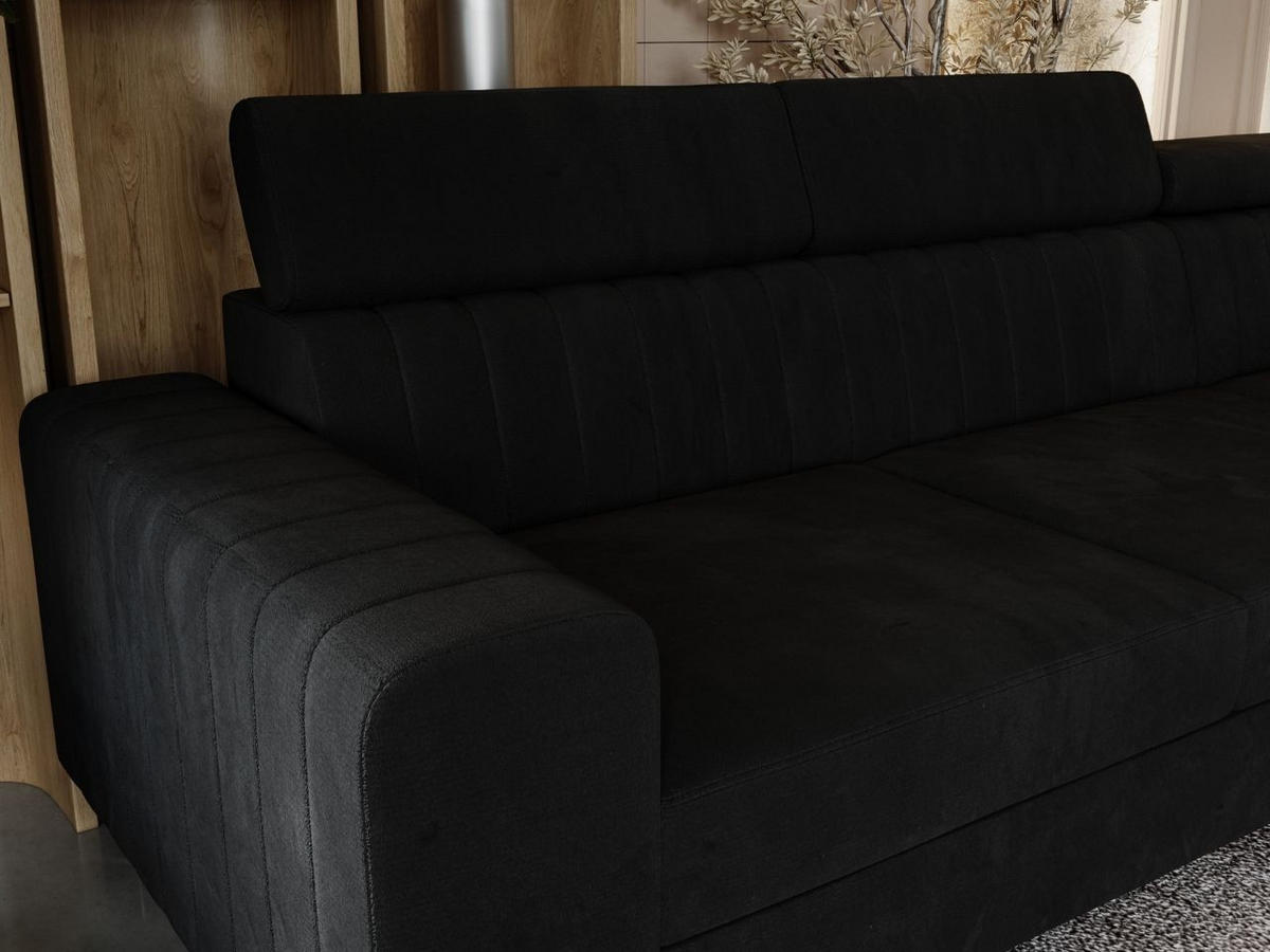 ECKSOFA Berona Schwarz Rechts - Schwarz, Holz/Textil (255/190cm) - Graingold