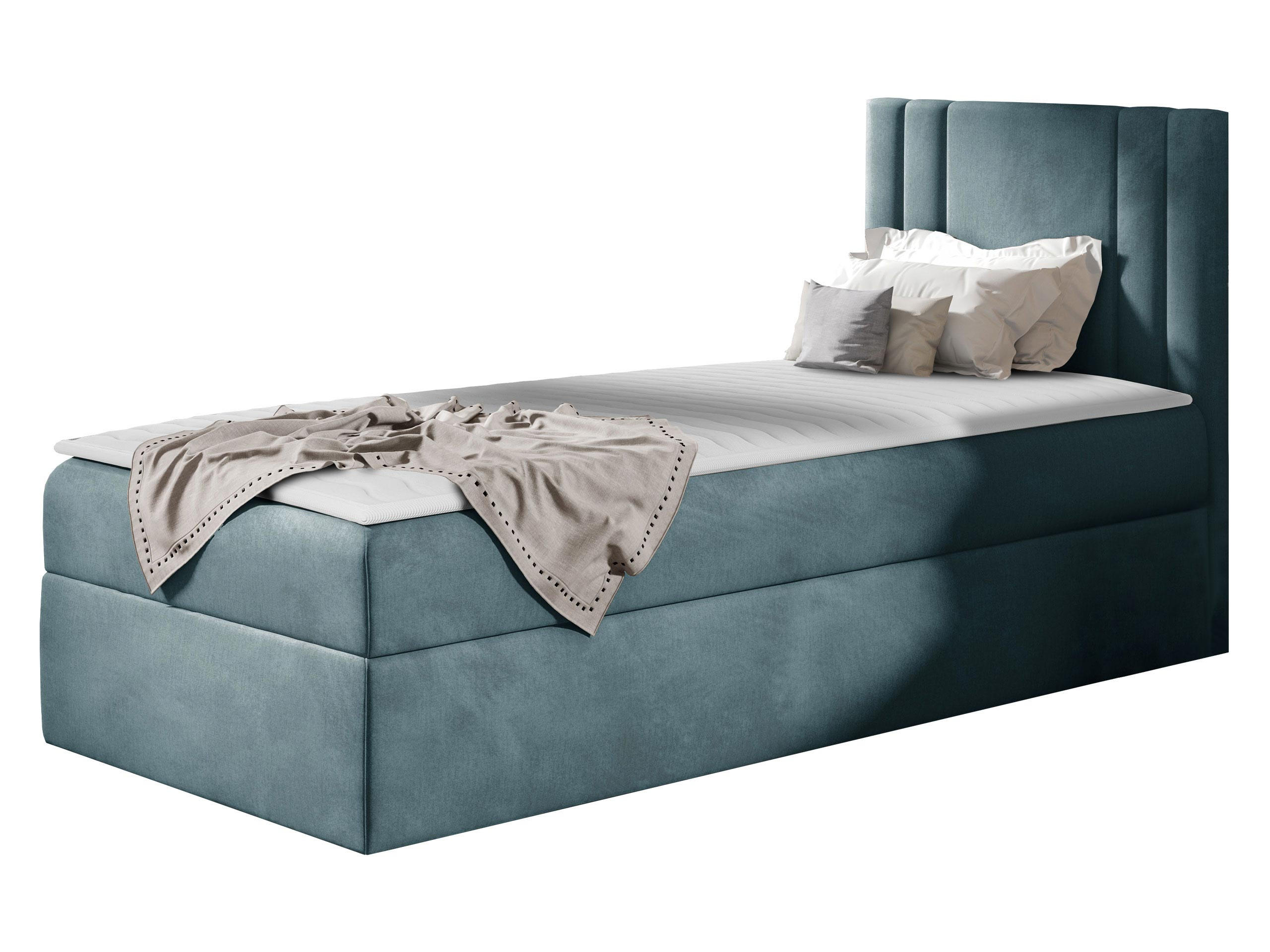 BOXBETT Carmen Mini, Seite zum Öffnen des Bettkastens: Rechts - Blaugrau, Holz (80/200cm) - MIRJAN24