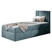 BOXBETT Carmen Mini, Seite zum Öffnen des Bettkastens: Rechts - Blaugrau, Holz (80/200cm) - MIRJAN24