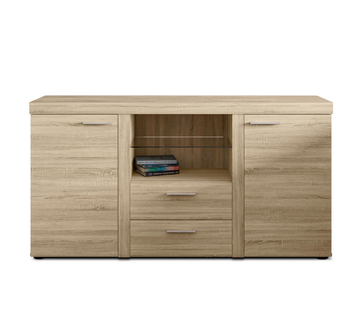 SIDEBOARD Spacoro 2F2S Eiche Sonoma 156,4/82/40,3 cm – Schubladenschrank Kommode Modern - Sonoma Eiche, Holzwerkstoff/Kunststoff (156/82/40cm) - AX Living