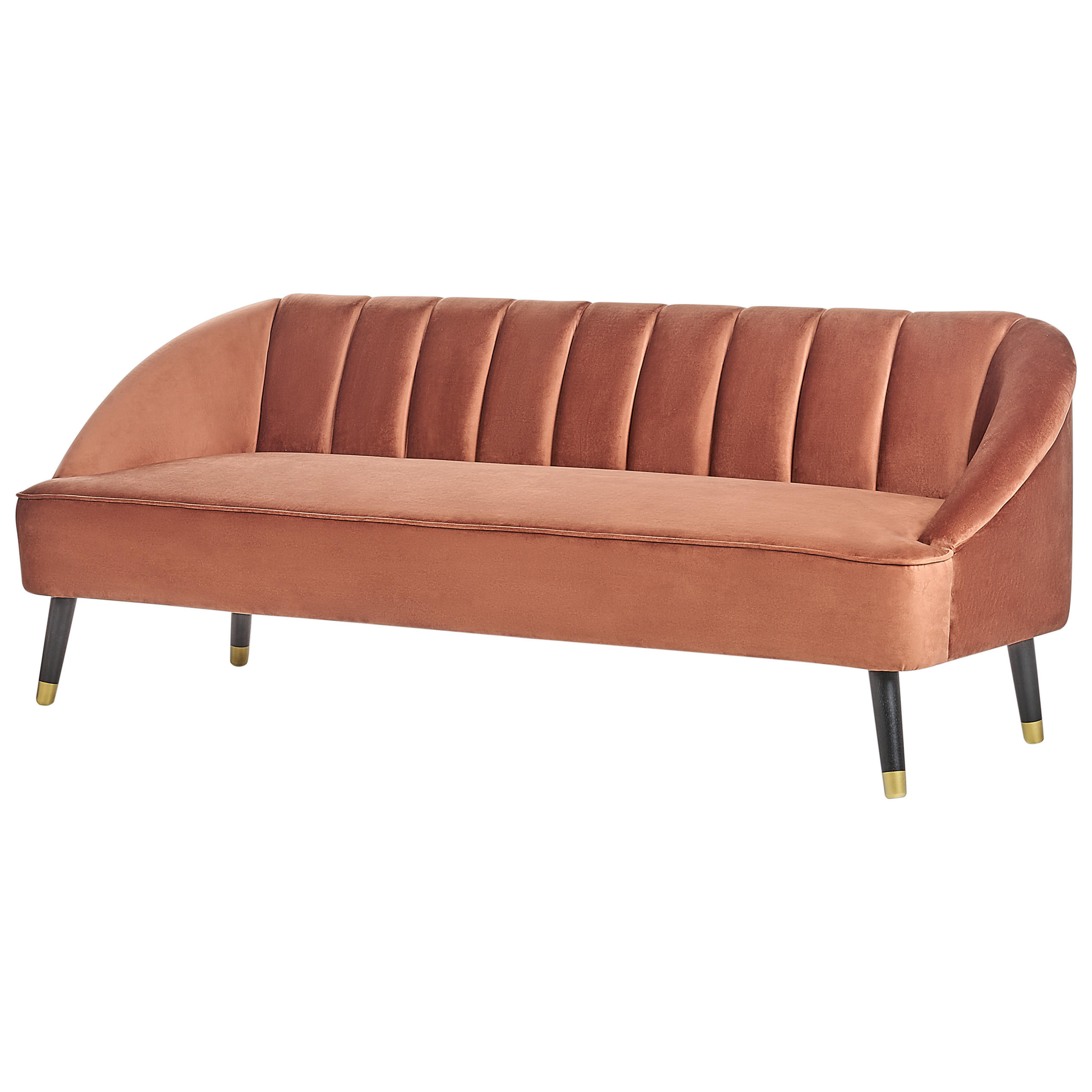3-SITZER-SOFA Samtstoff goldbraun Alsvag - Goldfarben/Schwarz, Textil (191/73/73cm) - Beliani