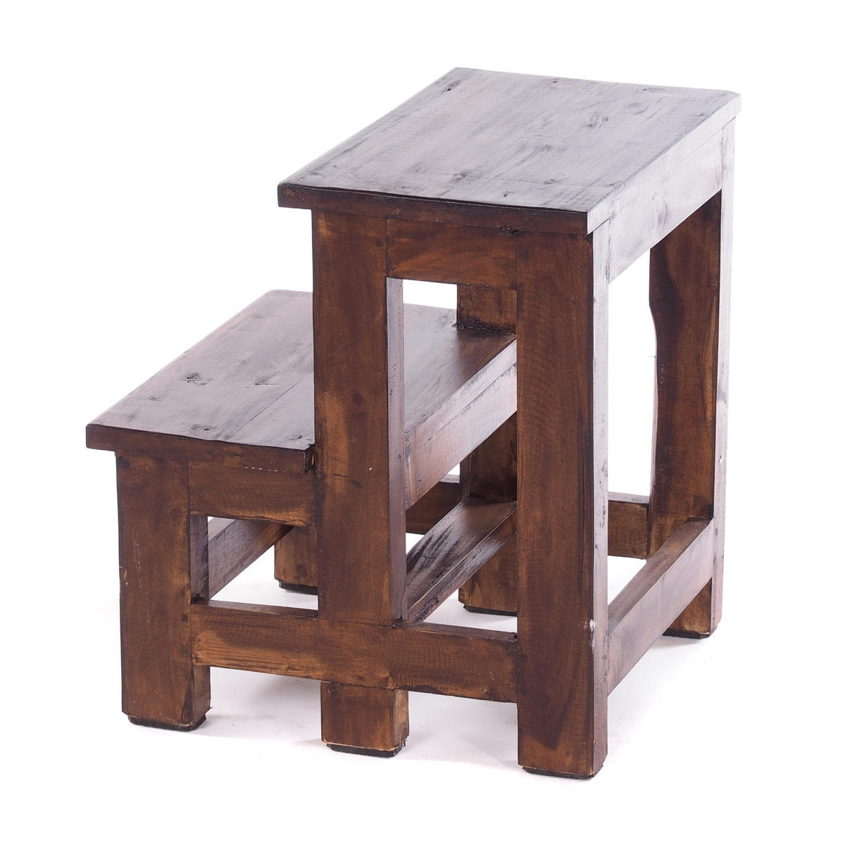 TRITTLEITER STEP Recyclingholz zweistufig 03 dunkelbraun - Dunkelbraun, Holz (37/46/37cm) - DESIGN DELIGHTS