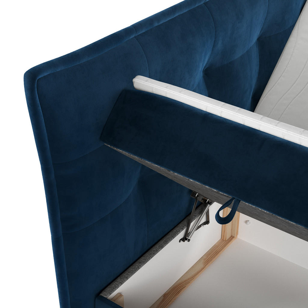 Thumbnail - Maison de Reve Boxbett, Dunkelblau, Textil, Buche, Kiefer, H3, Höhe ca. 19 cm, 180x200 cm, Oeko-Tex® Standard 100, Reach...