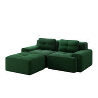 ECKSOFA 204/104/69 cm grün aus Cord mit Tiefsitz und flexibler Ottomane - Grün, Textil (177/204cm) - OKWISH