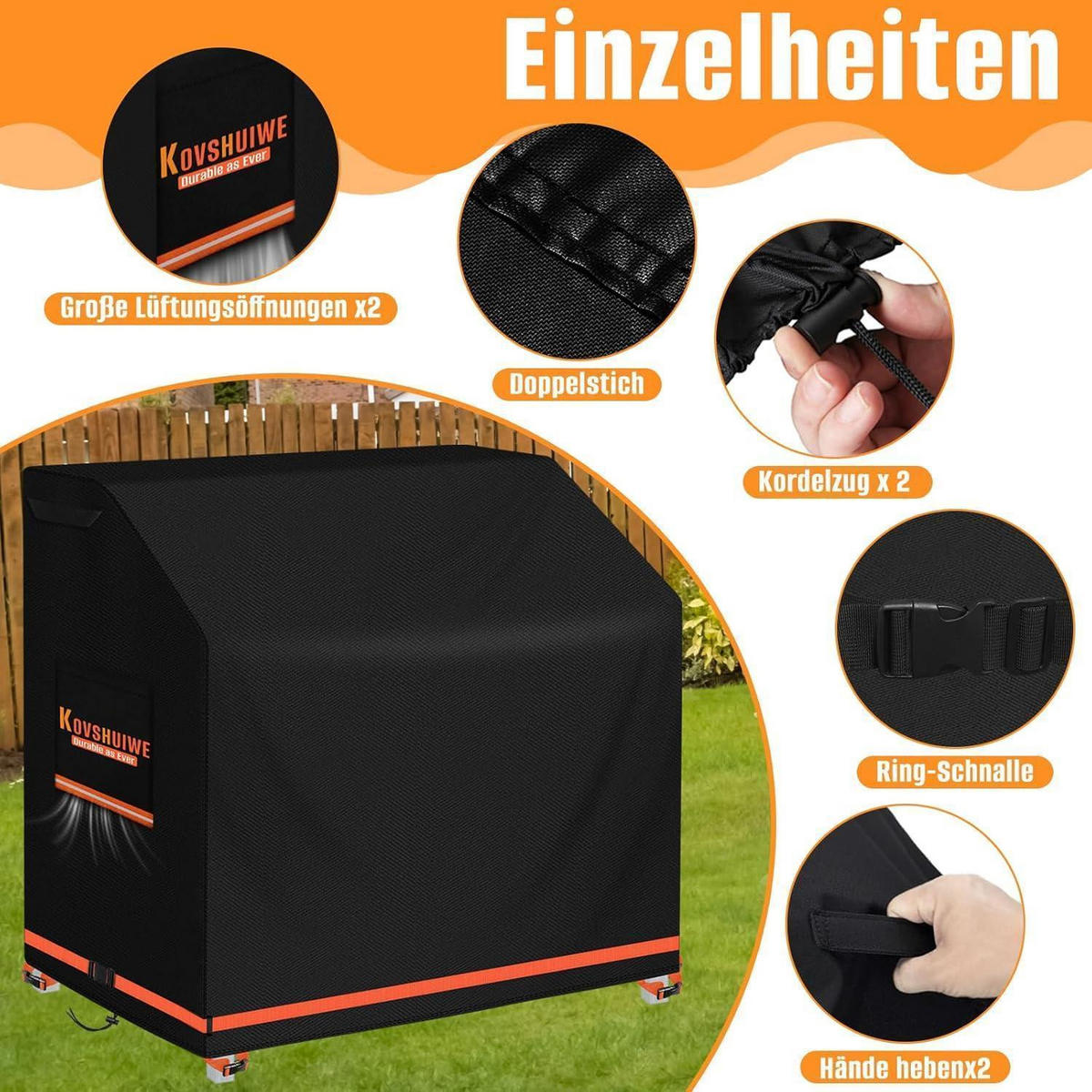 ABDECKUNG für Matschküche 110 x 50 x 95 cm Oxford Stoff wasserdicht - Schwarz, Textil (90/110/50cm)
