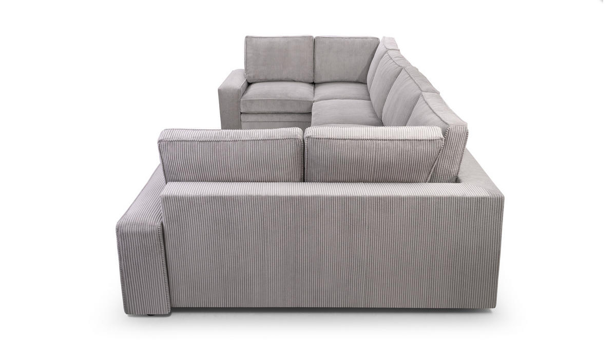 WOHNLANDSCHAFT Treville U Grau 378/196/93 cm – mit Bettkasten und Schlaffunktion - Schwarz/Grau, Kunststoff/Textil (378/93/196cm) - AX Living