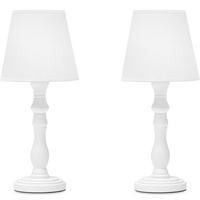 TISCHLAMPE GITTA 2-er Set, Weiß - Weiß, Keramik/Textil (18/18/42cm) - KONSIMO®