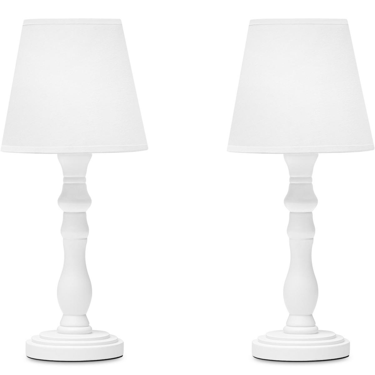 TISCHLAMPE GITTA 2-er Set, Weiß - Weiß, Keramik/Textil (18/18/42cm) - KONSIMO®