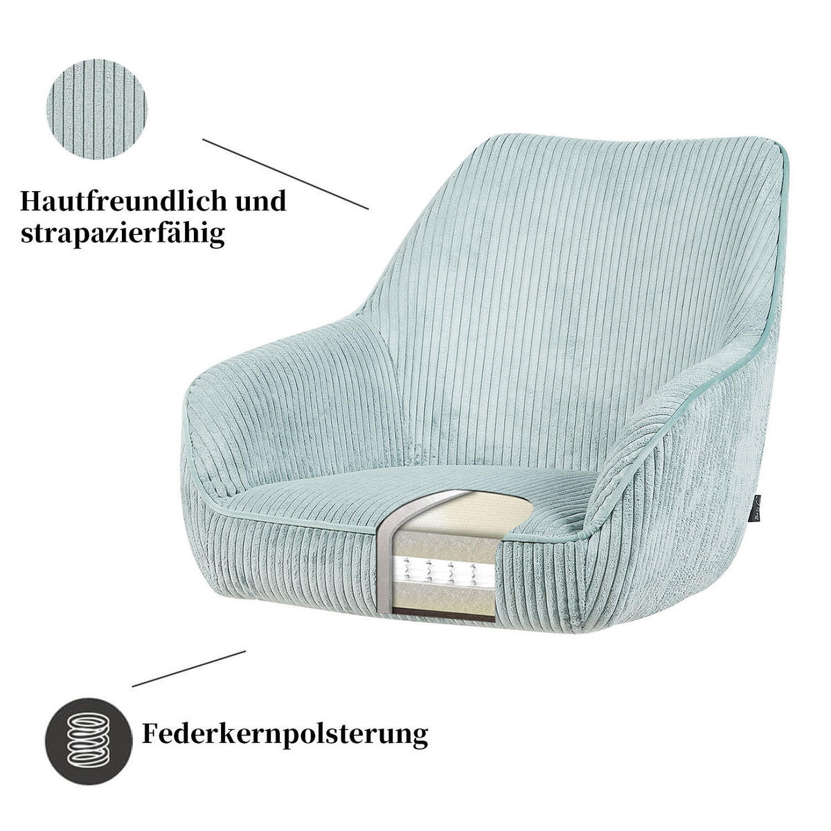 ARMLEHNSTUHL ARVIT - Blau/Schwarz, Textil/Metall (58/87/61cm) - B&D Home