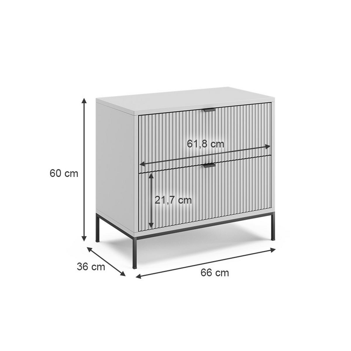 NACHTTISCHE Eliza Grau 66 x 60 cm 2er Set - Grau, Holzwerkstoff (66/60/36cm) - Vicco