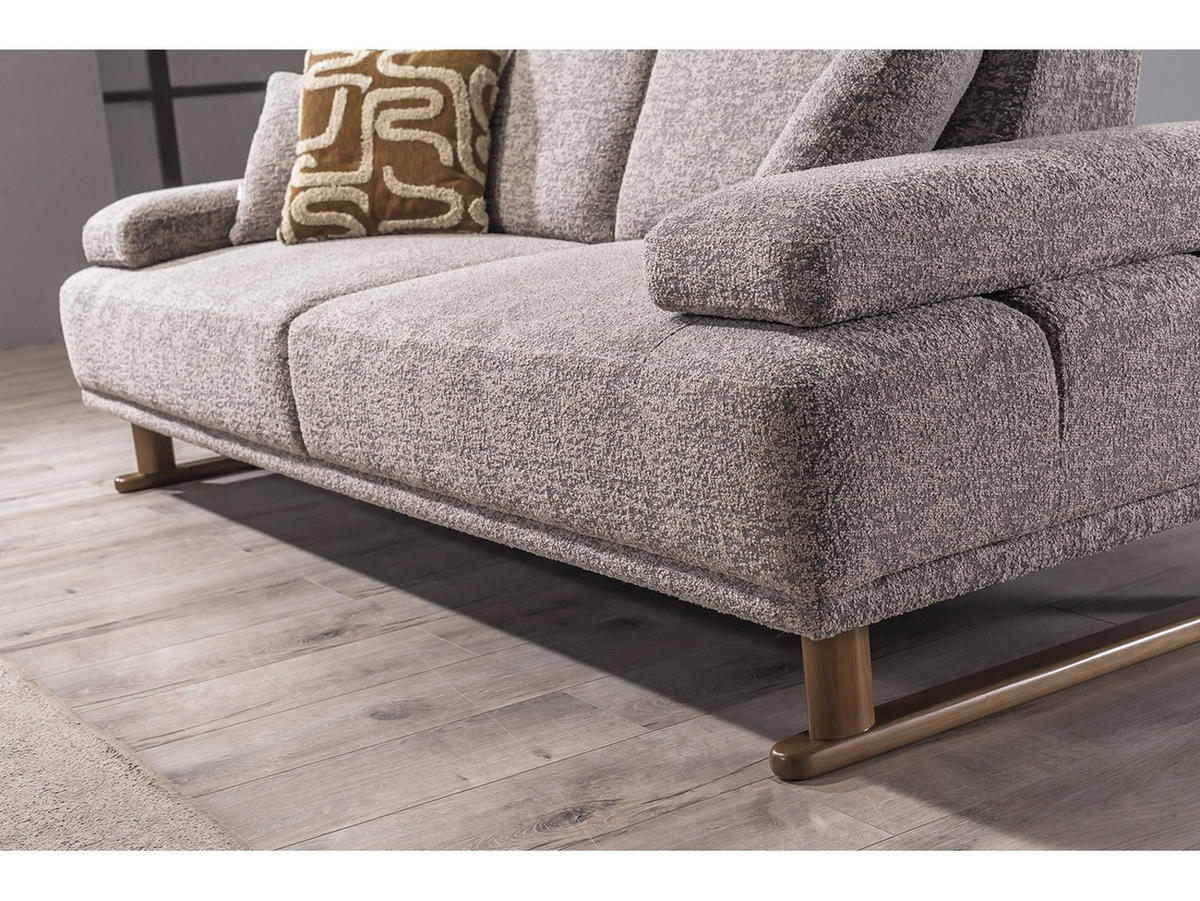 SOFA Fusion 3-Sitzer Webstoff Beige - Beige, Holz/Textil (235/83/97cm) - Villa Möbel