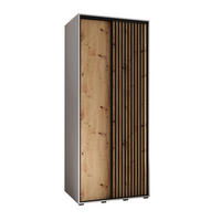 SCHWEBETÜRENSCHRANK 205,2/100/60 2-türig - Schwarz/Eiche Artisan, Holz/Metall (100/205.2/60cm) - Abiks Möbel