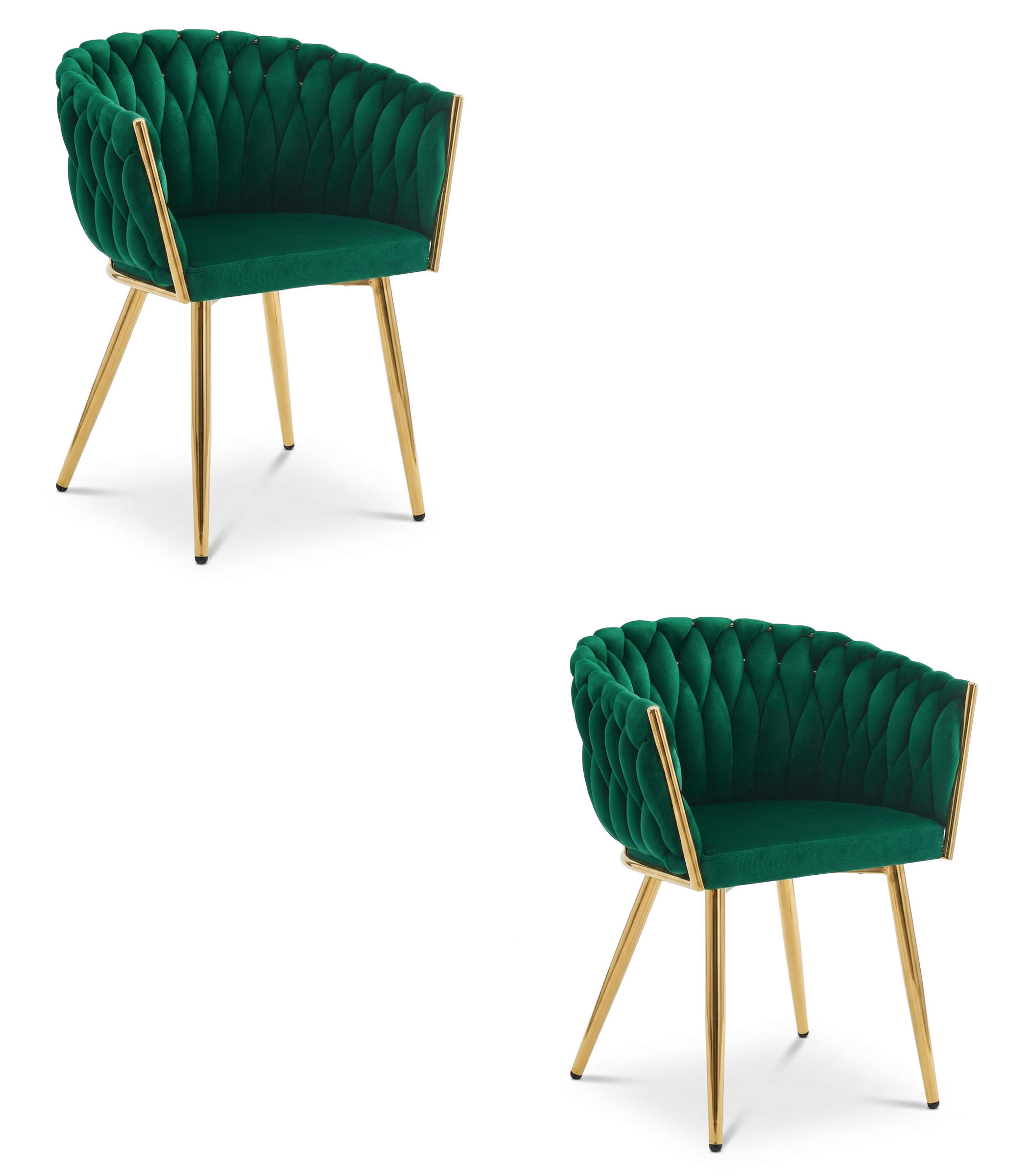STUHL Grün 61x55 cm ORION Samtstoff Beine Gold 2 Stück - Grün, Metall (61/44/55cm)