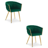 STUHL Grün 61x55 cm ORION Samtstoff Beine Gold 2 Stück - Grün, Metall (61/44/55cm)