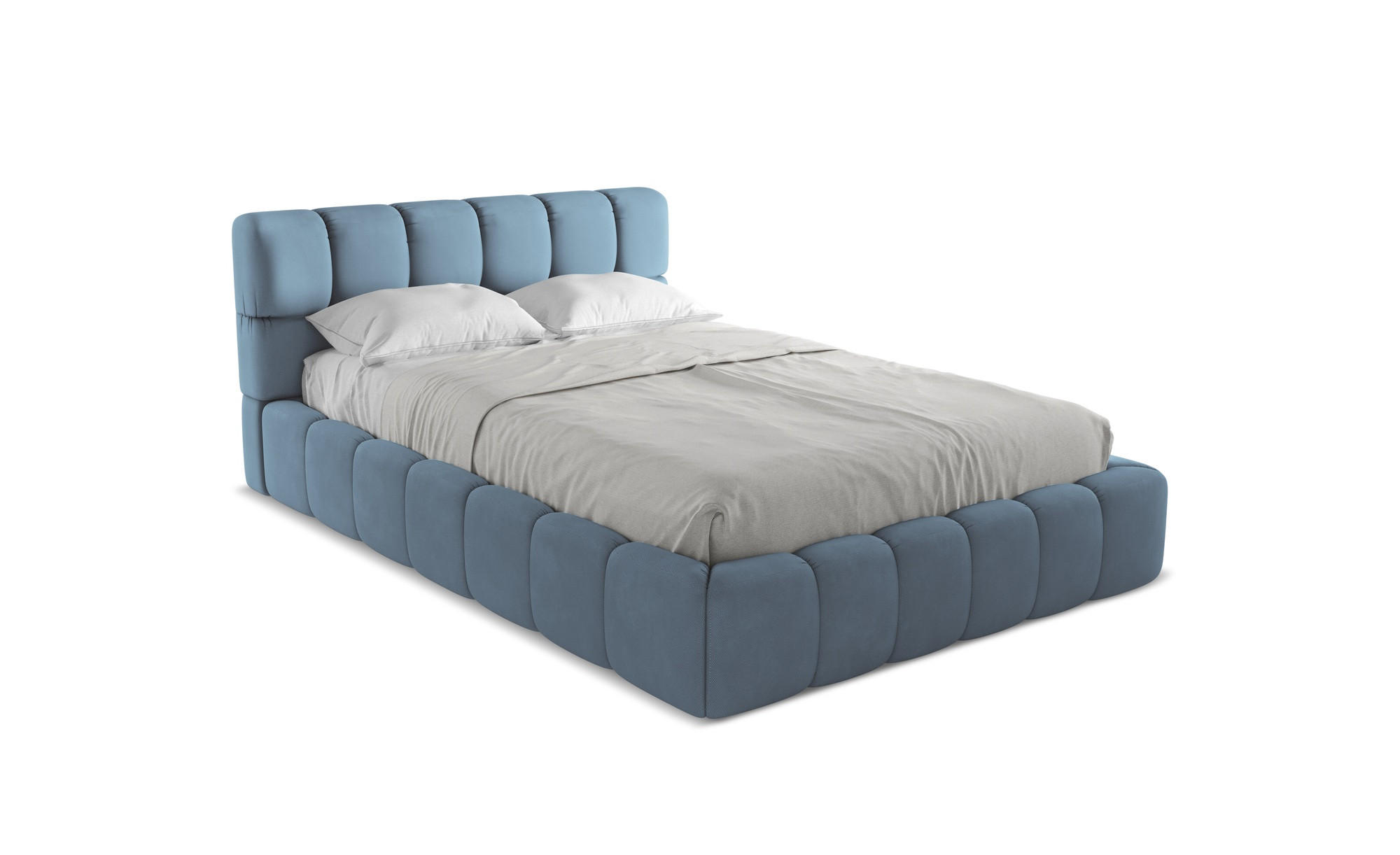 POLSTERBETT mit Bettkasten und Lattenrost 160x228 Blau - Blau/Blaugrau, Kunststoff/Textil (140/200cm) - Makamii