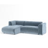 ECKSOFA Melani Blau Samtstoff - Blau/Schwarz, Holz/Holzwerkstoff (253/153cm) - Maison de Reve
