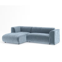 ECKSOFA Melani Blau Samtstoff - Blau/Schwarz, Holz/Holzwerkstoff (253/153cm) - Maison de Reve