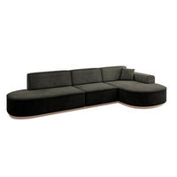 ECKSOFA Ottomane Rechts MARI-L2-v1 - 328x171x83 cm Schwarz Velours - Schwarz, Holzwerkstoff/Textil (171/328cm) - ALTDECOR
