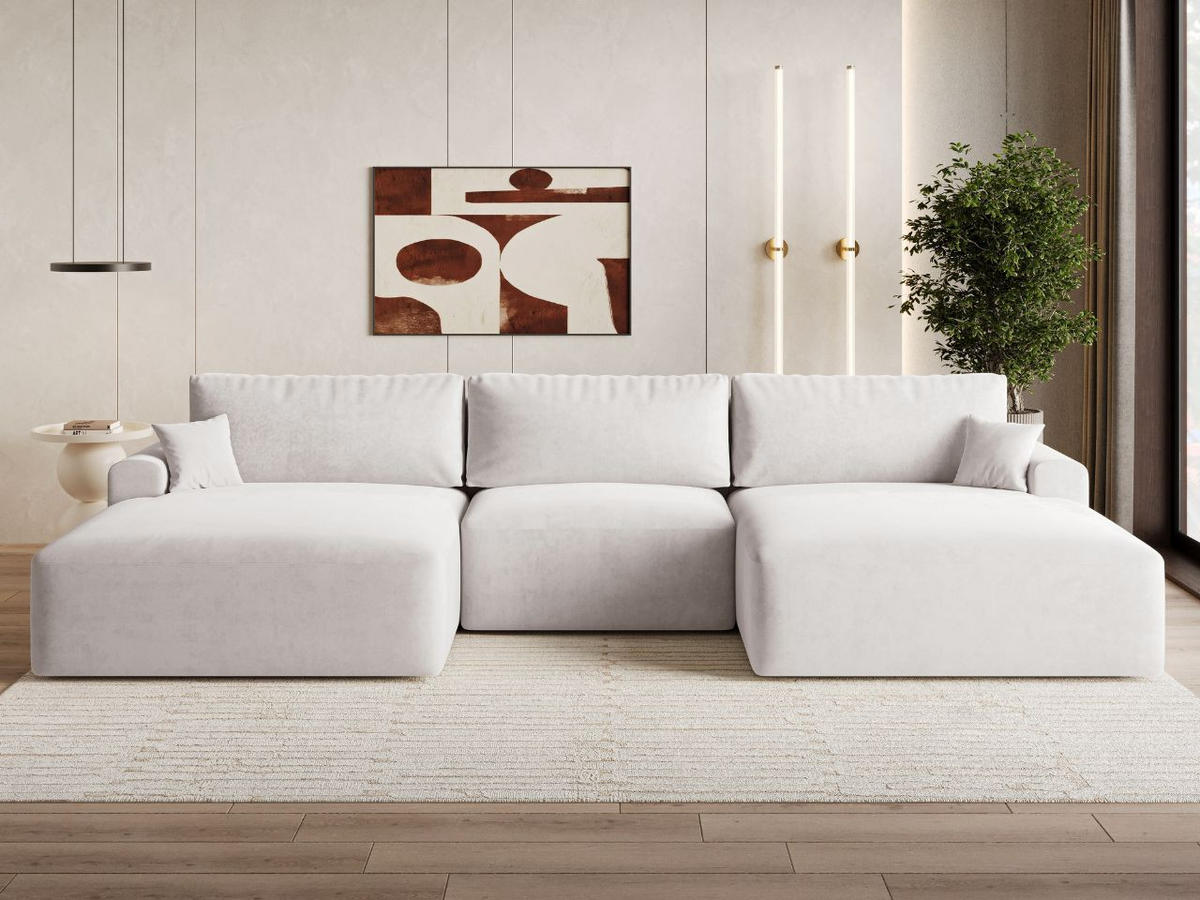 ECKSOFA U Serene Grau - Grau, Holz/Textil (391/145cm) - Graingold