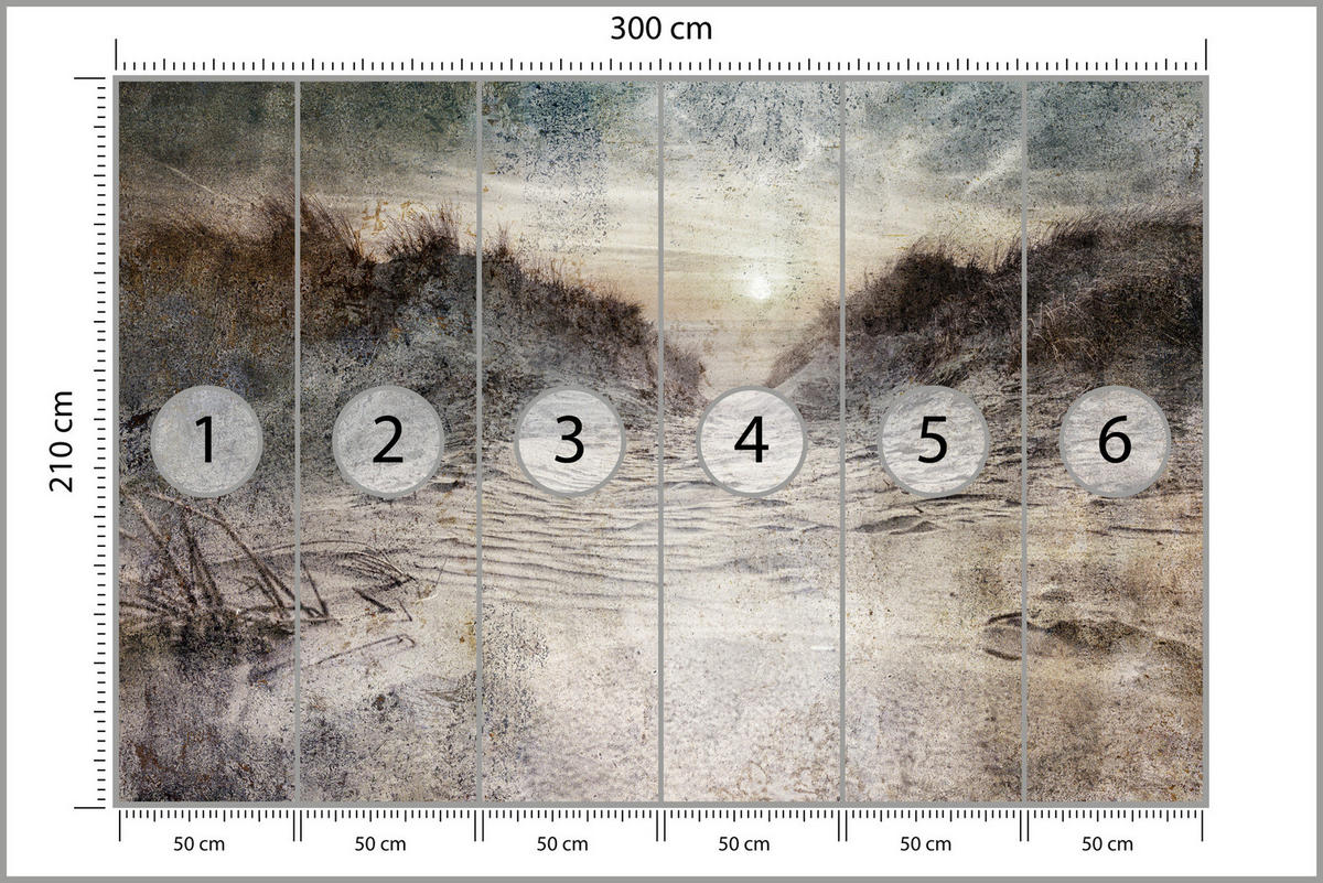 FOTOTAPETE Abstrakter Strand Beton Abstraktion 300x210 - Beige/Braun, Papier (300/210cm) - Muralo