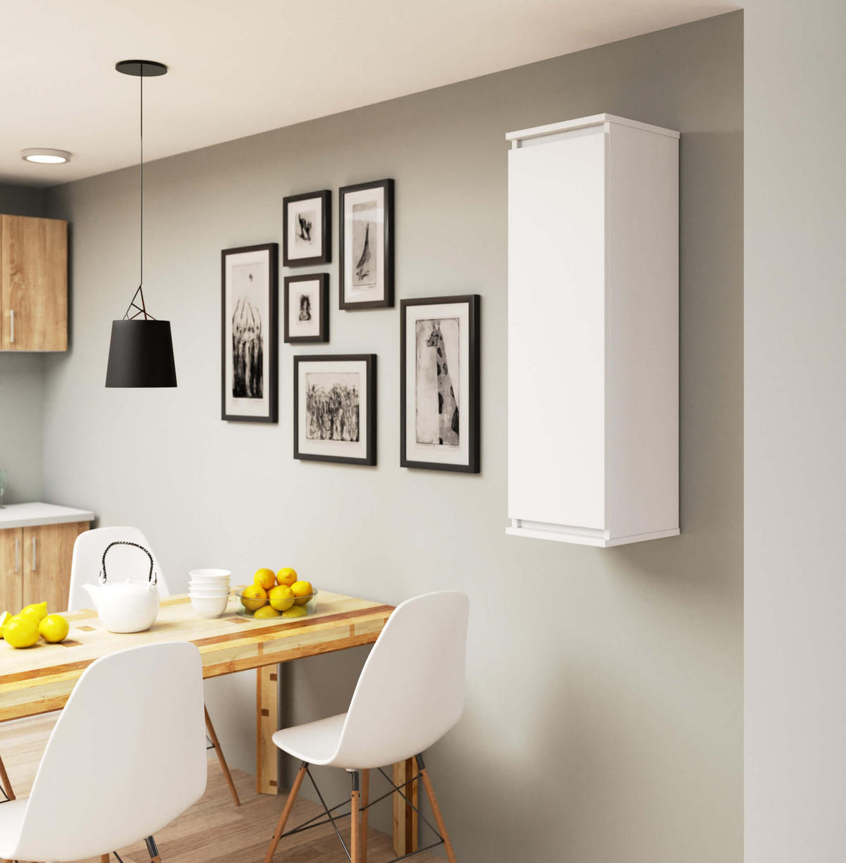 WANDSCHRANK Weiß 30x30x99 cm - Weiß, Holzwerkstoff (30/99/30cm) - Akord