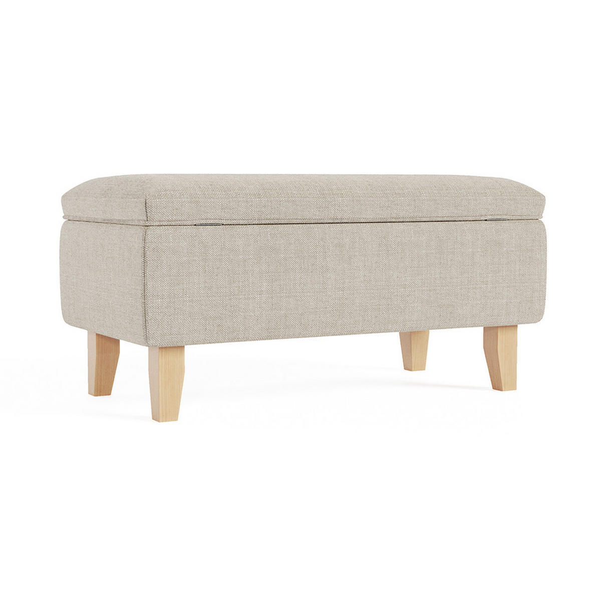 POLSTERHOCKER 71/37/34 cm Stauraum Holzbeine Leinen Beige - Beige, Holz/Textil (71/34/37cm) - Livingandhome
