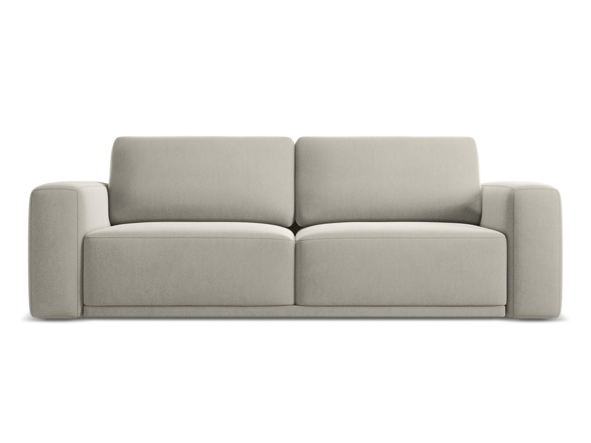 3-SITZER SOFA mit Schlaffunktion Samt Stoff Creme - Perlmutt/Creme, Kunststoff/Textil (242/91/100cm) - Makamii