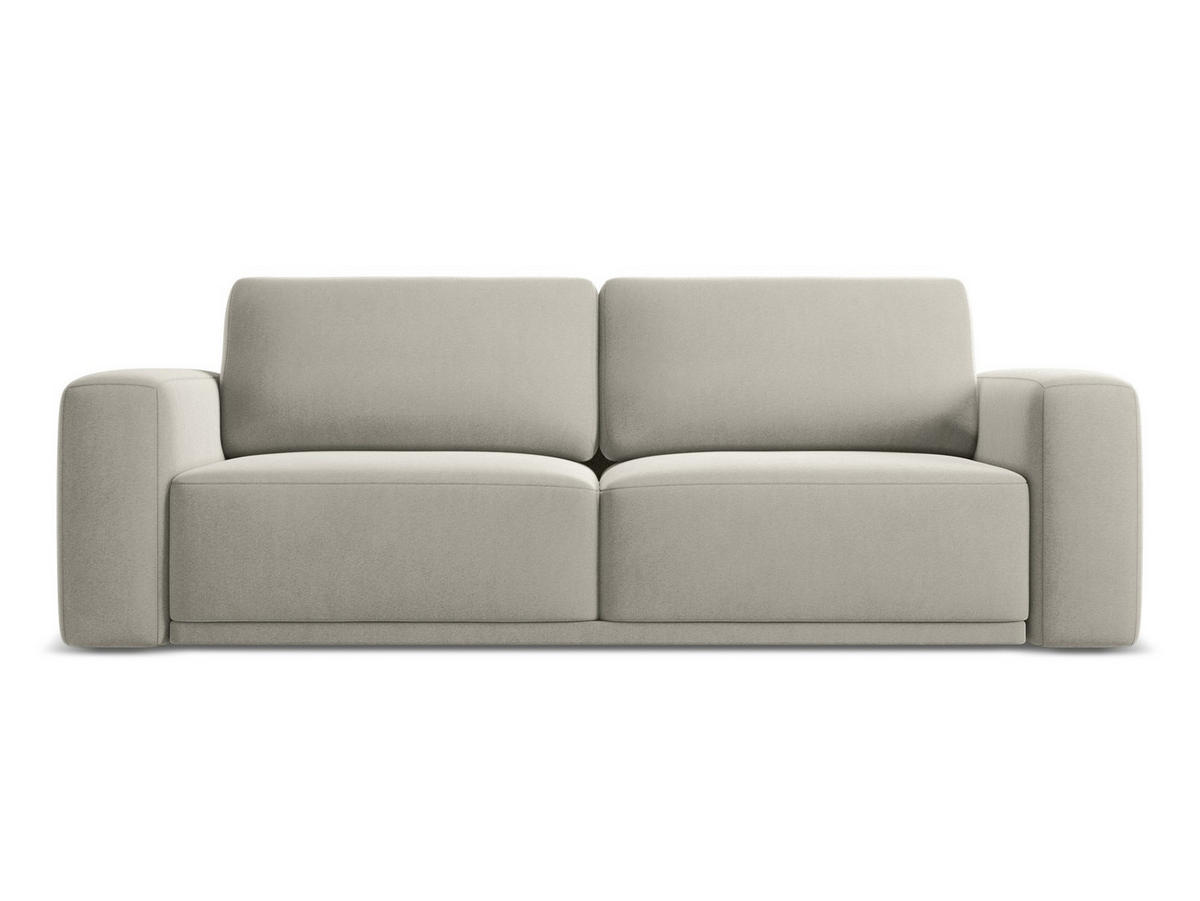 3-SITZER SOFA mit Schlaffunktion Samt Stoff Creme - Perlmutt/Creme, Kunststoff/Textil (242/91/100cm) - Makamii
