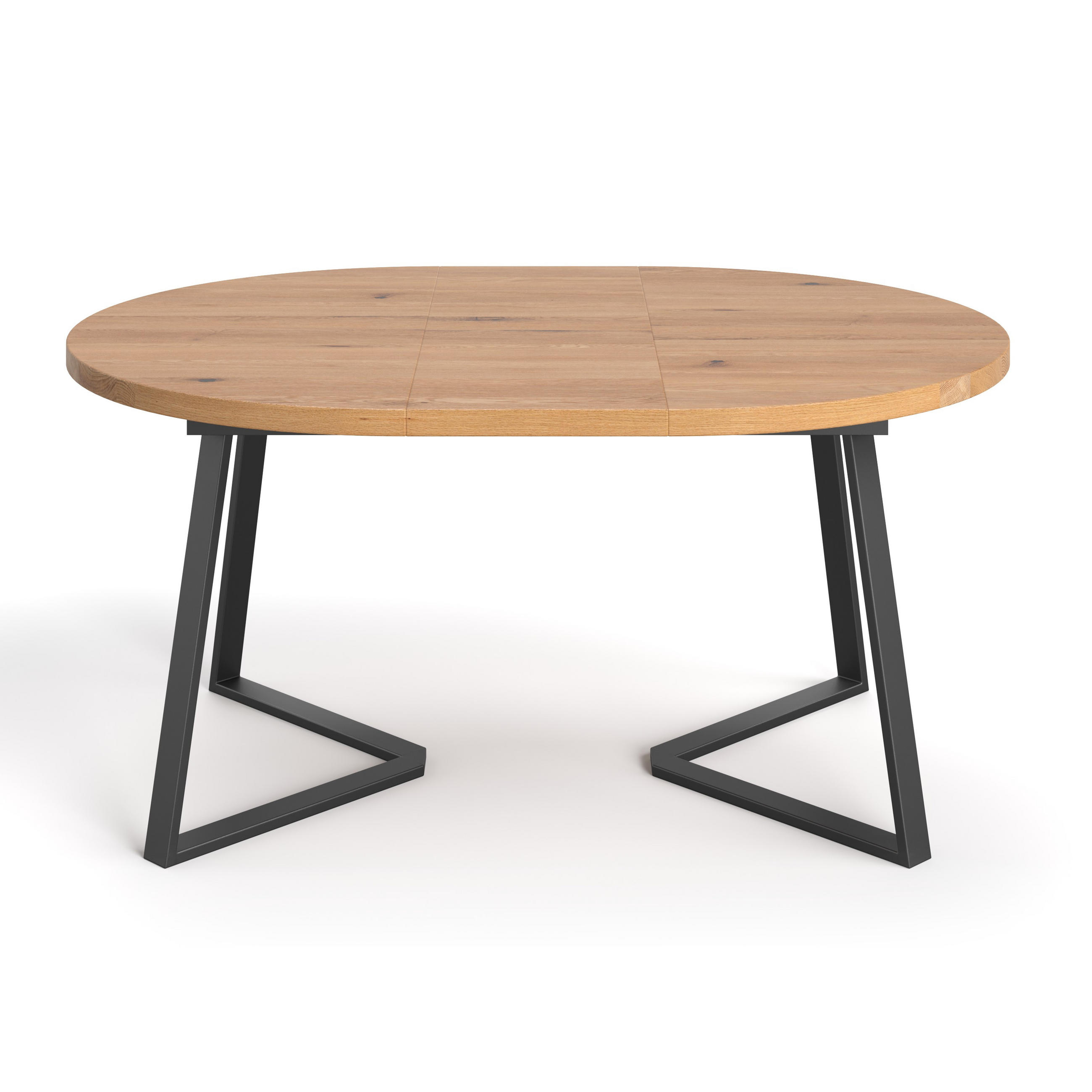 TISCH Ausziehbar Axis aus massivem Eichenholz 110 cm + Tischverlängerung 1x45 cm - Eichefarben/Schwarz, Holz/Metall (110/110/75cm) - Danzz