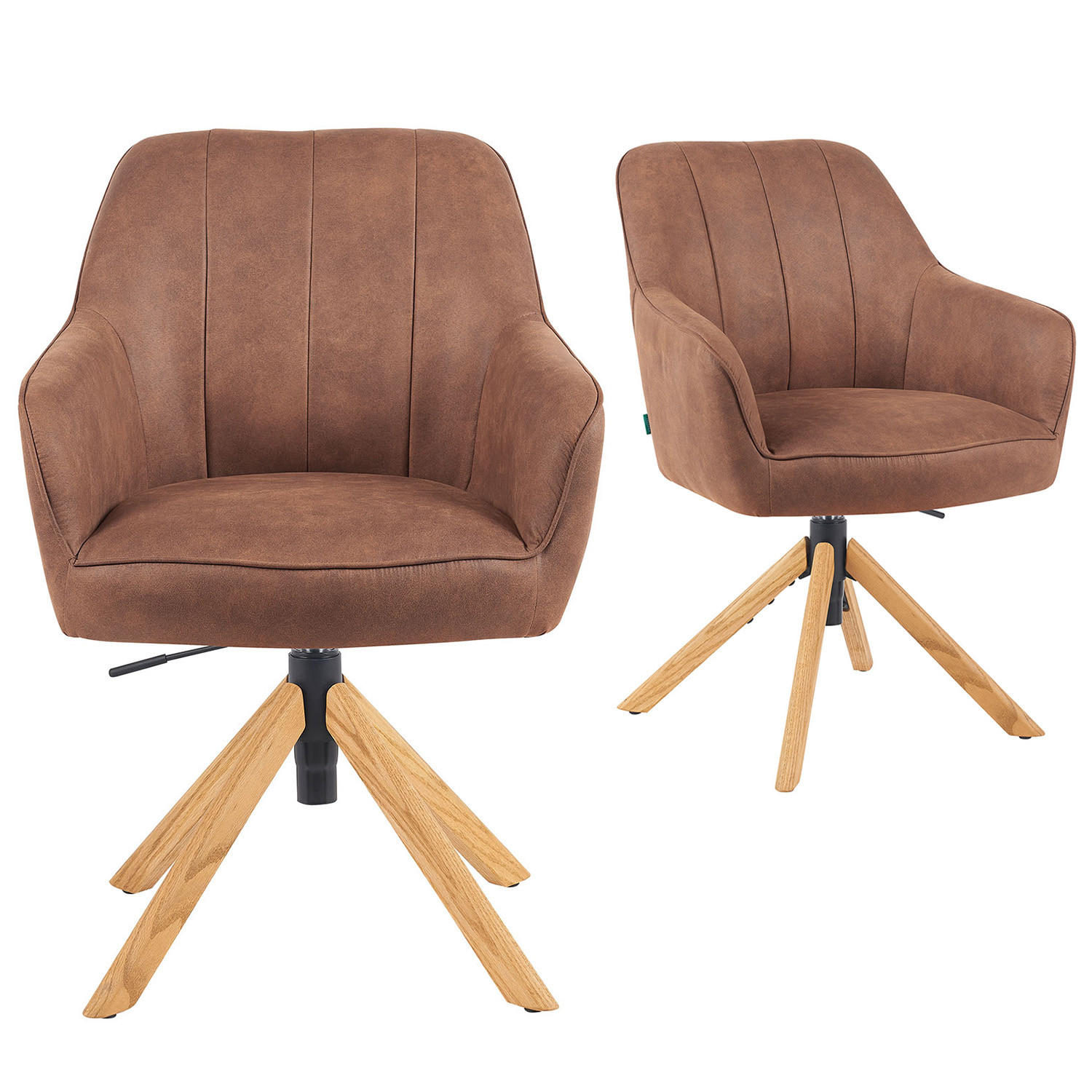BÜROSTUHL Mika-Jaro - Honigeiche/Braun, Eichenholz/Holz (60/88/65cm) - DUBI Möbel