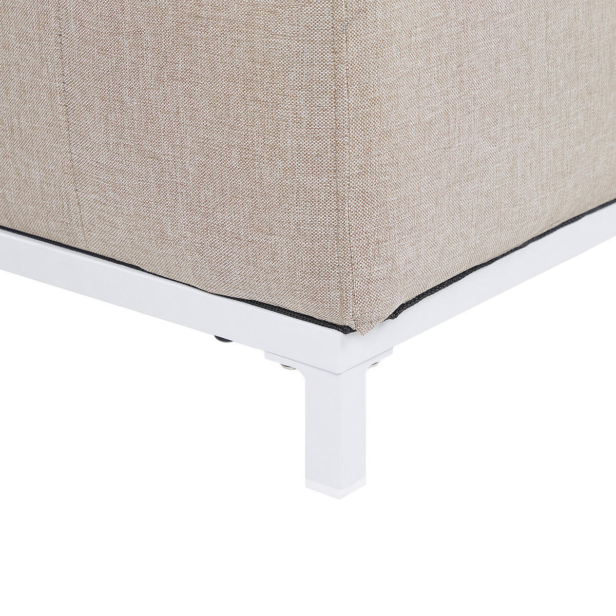 GARTENSOFA 3-Sitzer beige/weisses Gestell Rovigo - Beige/Weiß, Textil (186/68/84cm) - Beliani