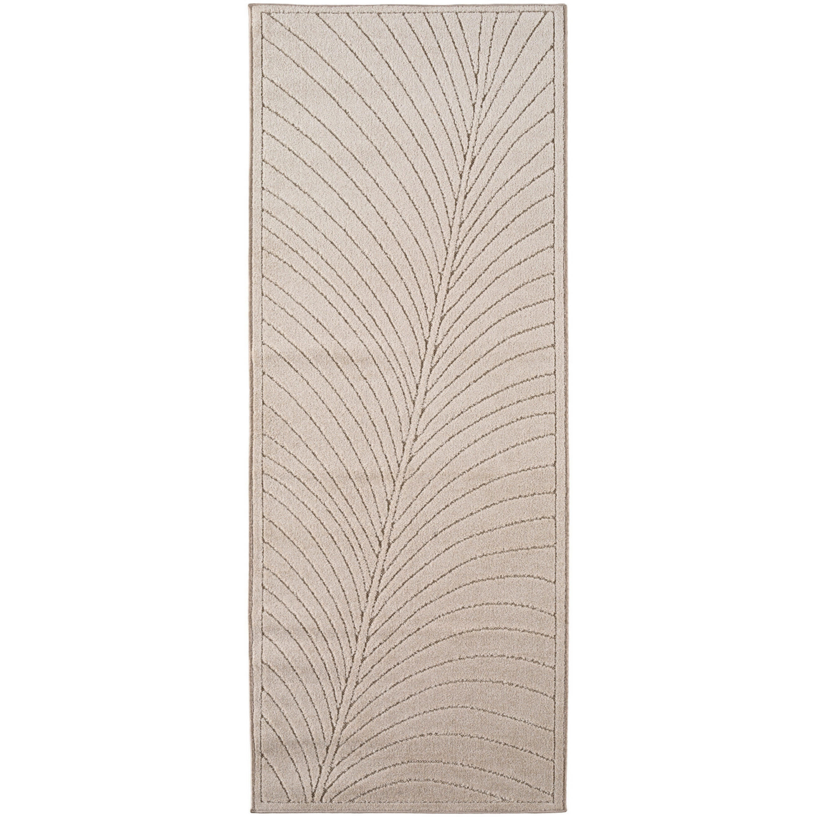 LÄUFER Outdoor, Fußbodenheizung-geeignet, mit Blattmotiv, aus Polypropylen, ENGADIN in Beige, 80 x 250 cm - Beige, Textil (80/250cm) - KADIMA DESIGN