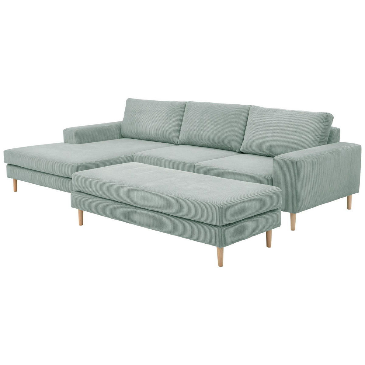 SOFA mit Longchair links Kaylynn Cordstoff silber - Silberfarben, Kunststoff (175/294cm) - 58aufmkessel