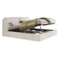 POLSTERBETT 180/200 cm mit hydraulischem Bettkasten, Lattenrost und gepolstertem Kopfteil, Beige - Beige, Textil (180/200cm) - Redom