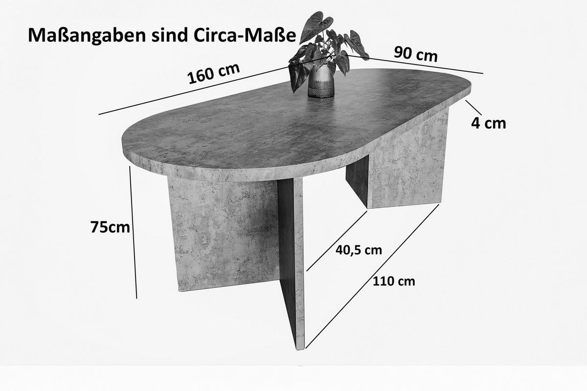 ESSTISCH OVI - Grau, Holz (90/160/75cm) - SAM