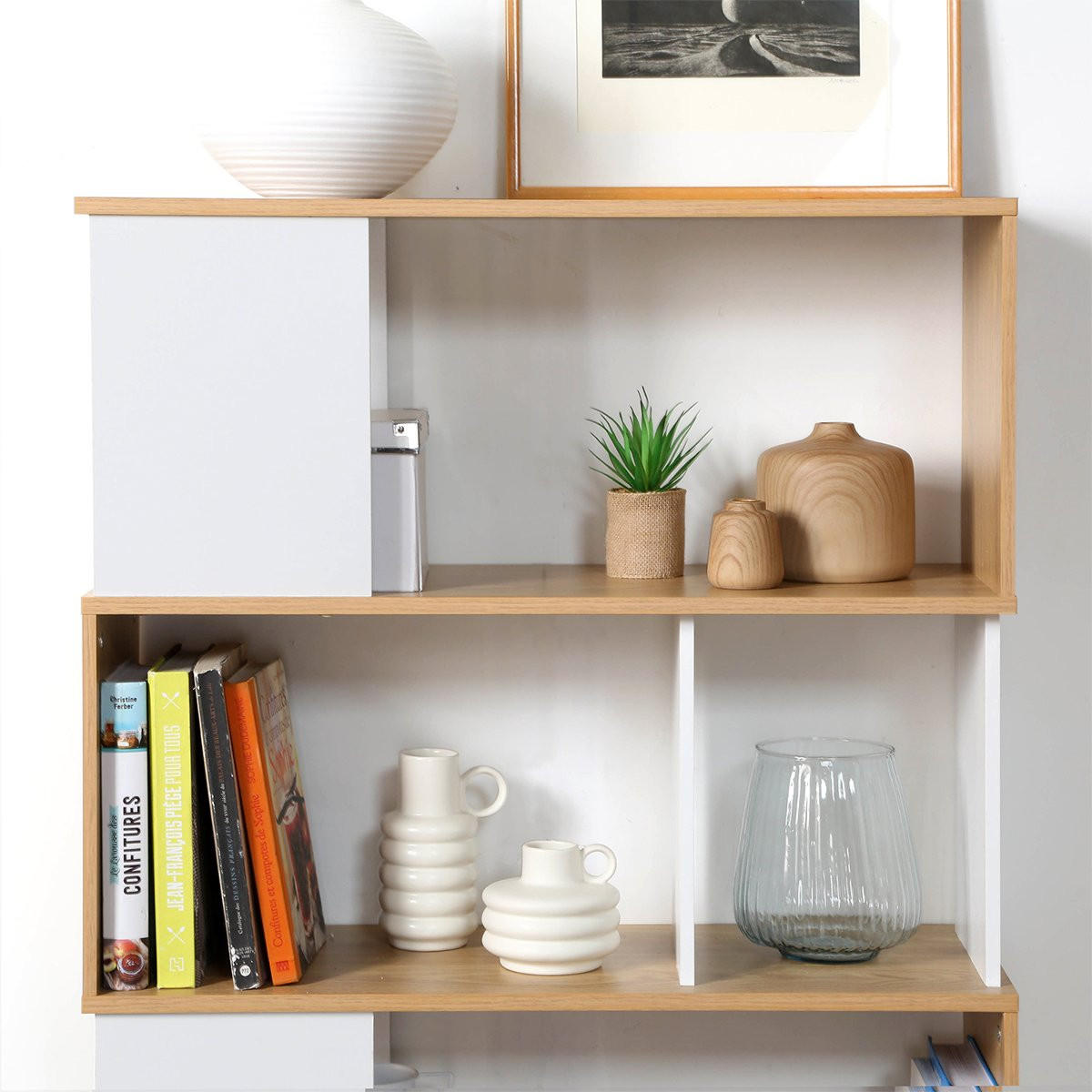 BÜCHERREGAL in Weiß- und Eichendekor - H173,5 cm - Weiß, Holzwerkstoff (29.5/173.5/80cm) - Calicosy