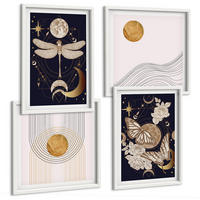 BILDER SET 4er Set - 50x50 cm & 40x60 cm Weißer Rahmen - Naturmotive mit dem Mond - Weiß, Kunststoff (50/50cm) - TULUP