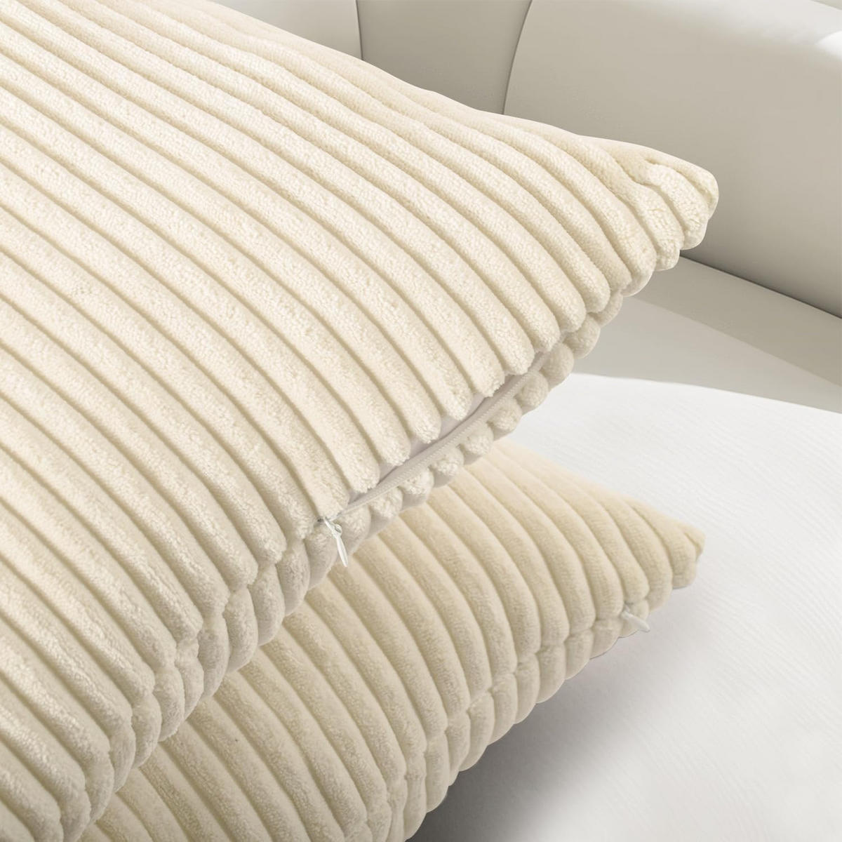 KISSENBEZUG in Unifarbe - 45 x 45 cm - Ecru (2er-Pack) - Ecru, Textil (45/45cm)