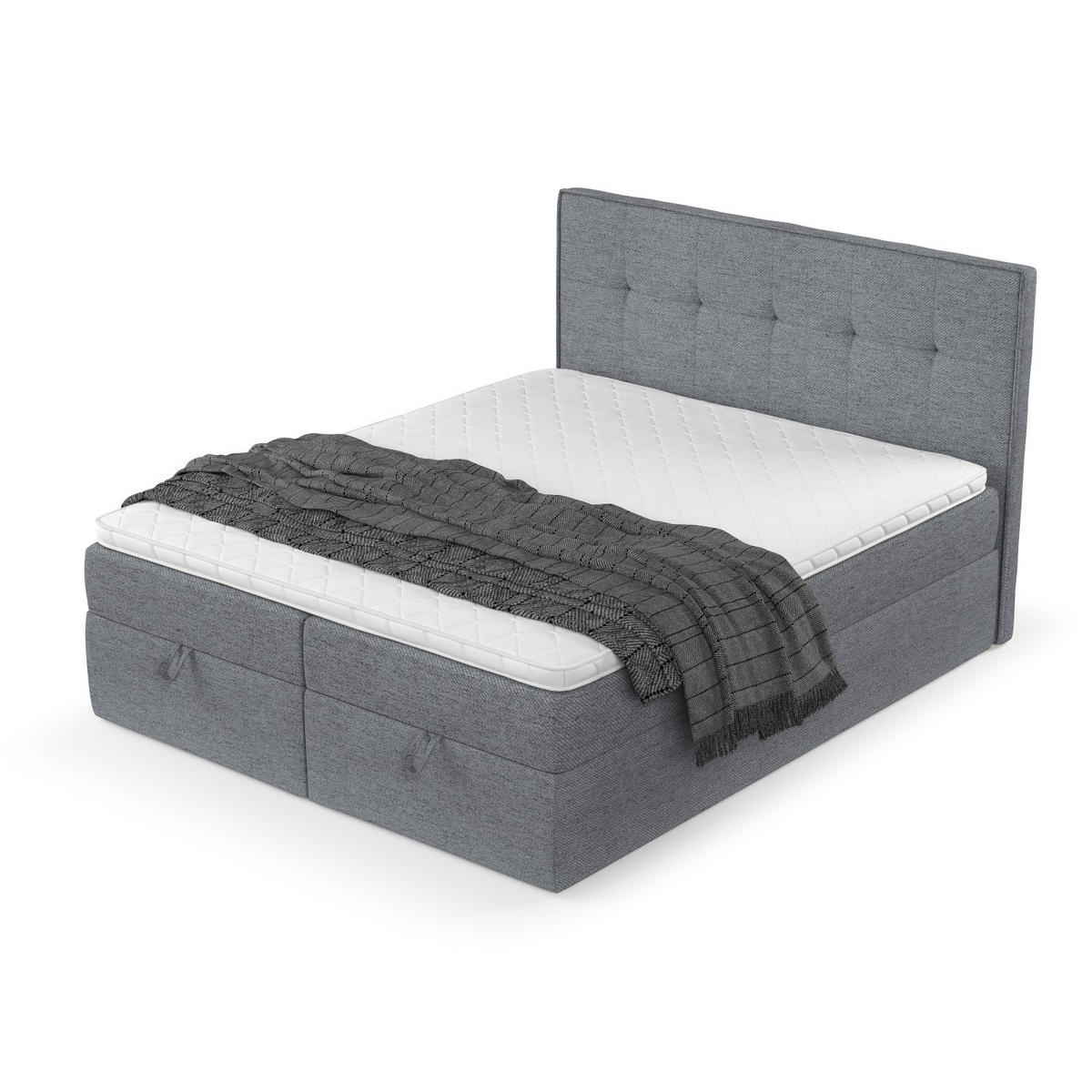 BOXBETT Tivra 200/200 cm Grau im Neve Stoff - Schwarz/Grau, Holz/Holzwerkstoff (200/200cm) - AltaBeds