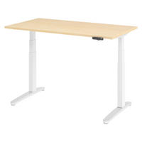 SCHREIBTISCH elektrisch XBHM 80/140/74 cm in Ahornfarben/Weiß/Alu poliert - Silberfarben/Ahornfarben, Holzwerkstoff (80/140/74cm) - bümö